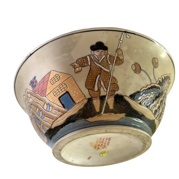 Vintage China Trader Bowl Hand Painted Enamel 9.75" x 3.75" - Picture 5 of 9